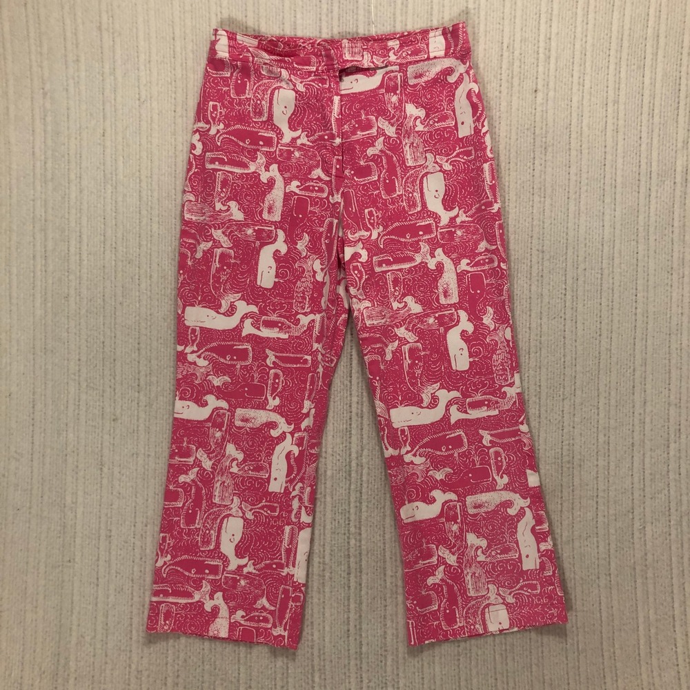Key West Pink White Whale‎ Print Cropped Pants Size 4